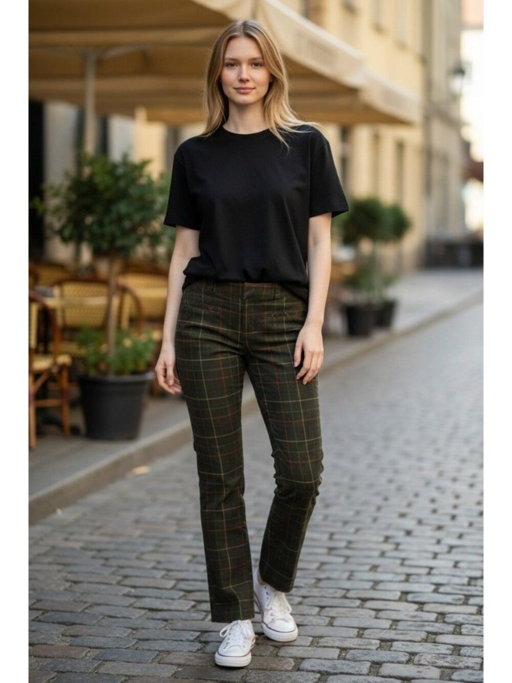 Pilcro And The Letter Press Womens Plaid Corduroy Pants Dark Olive Size 27